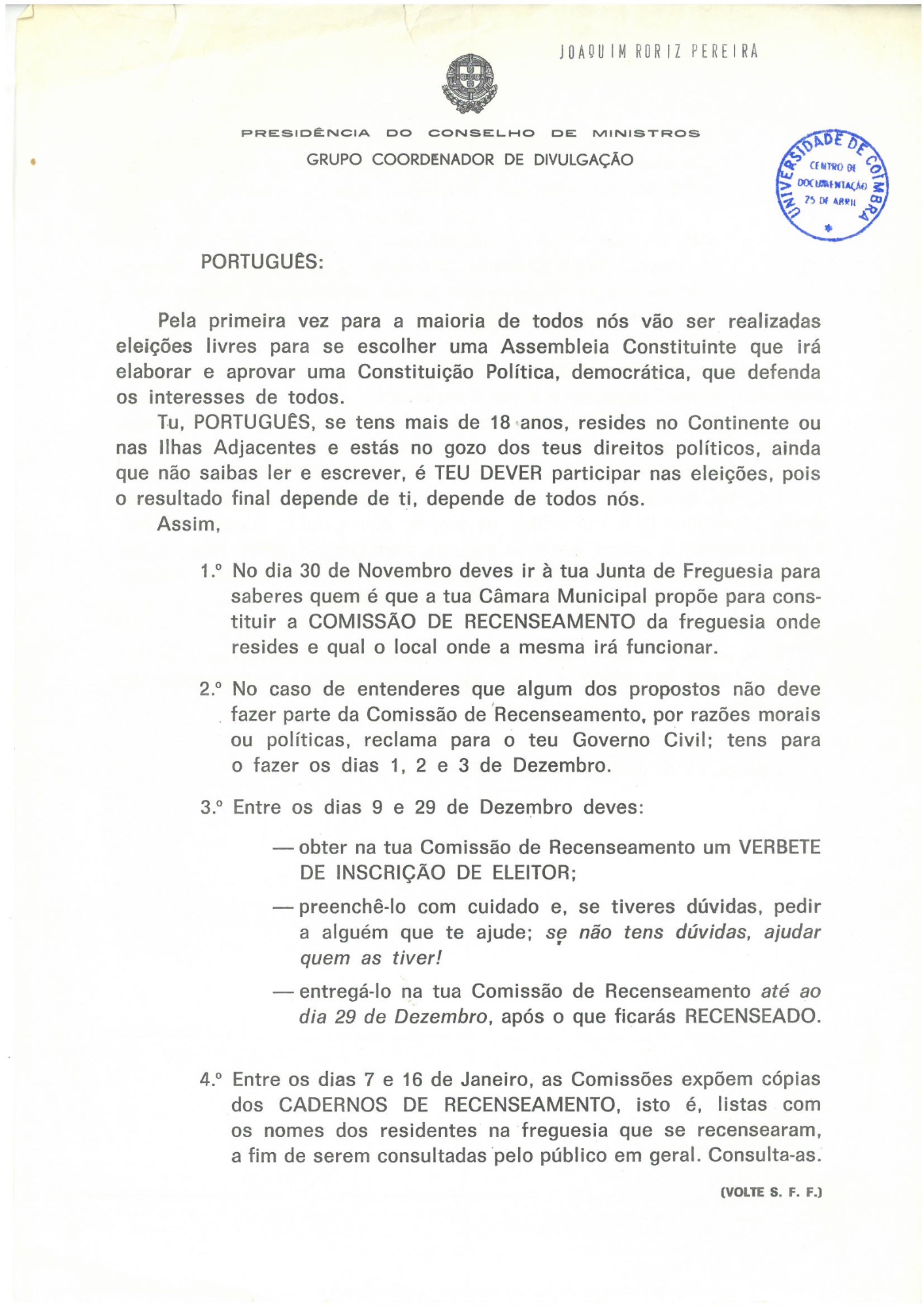 Comunicado Grupo Coordenador
