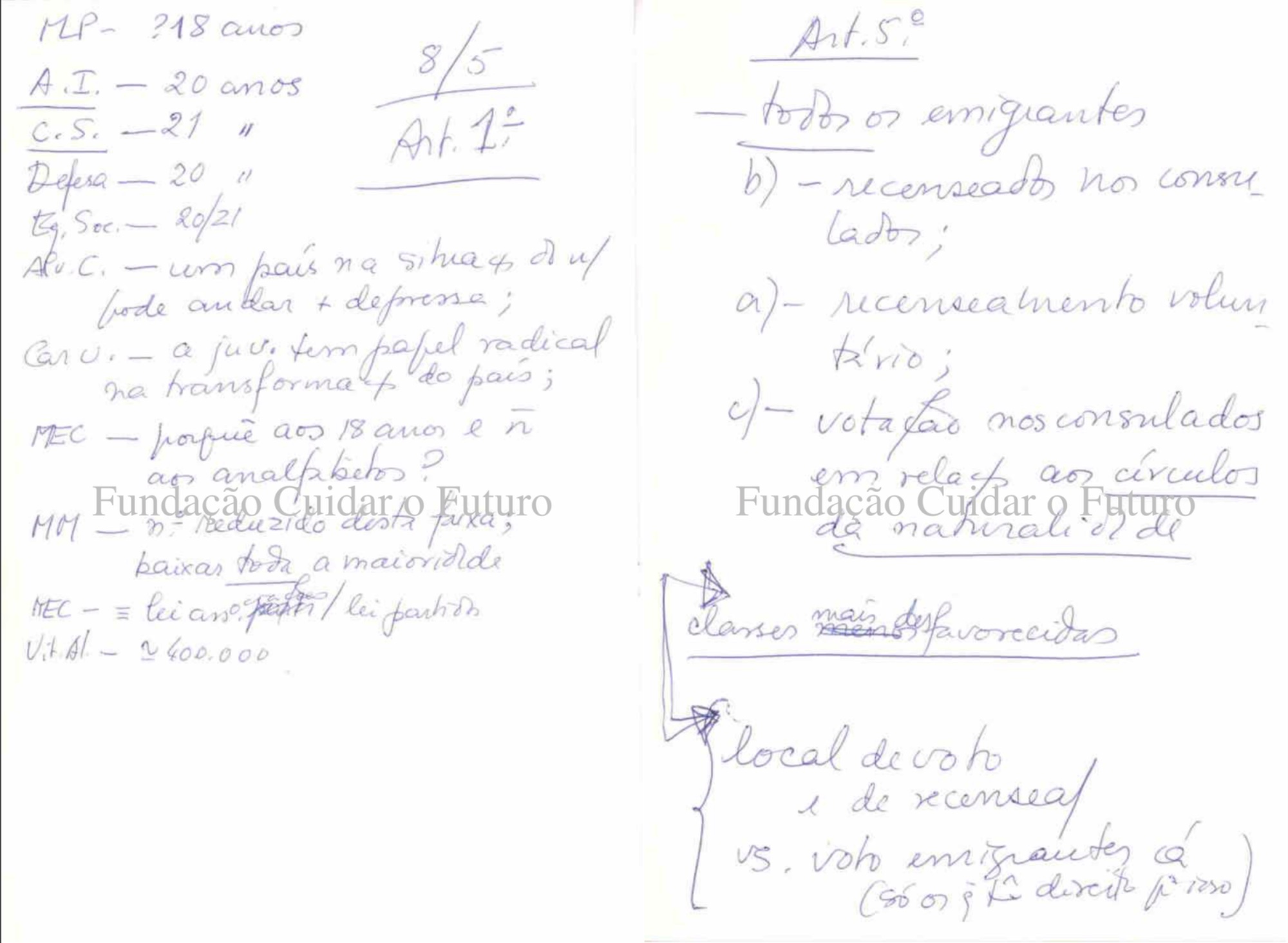 Apontamento manuscrito MLP